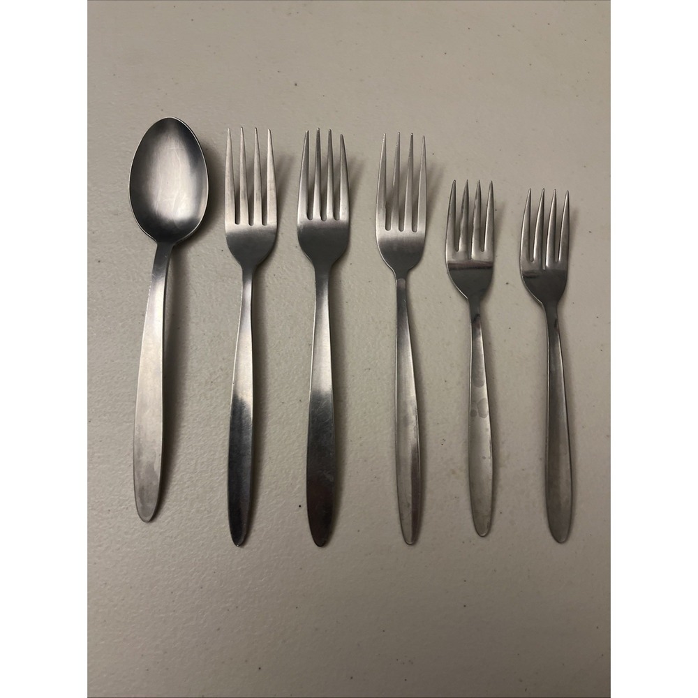 Stainless by Englishtown Japan MCM Spoon Forks Lot Of 6